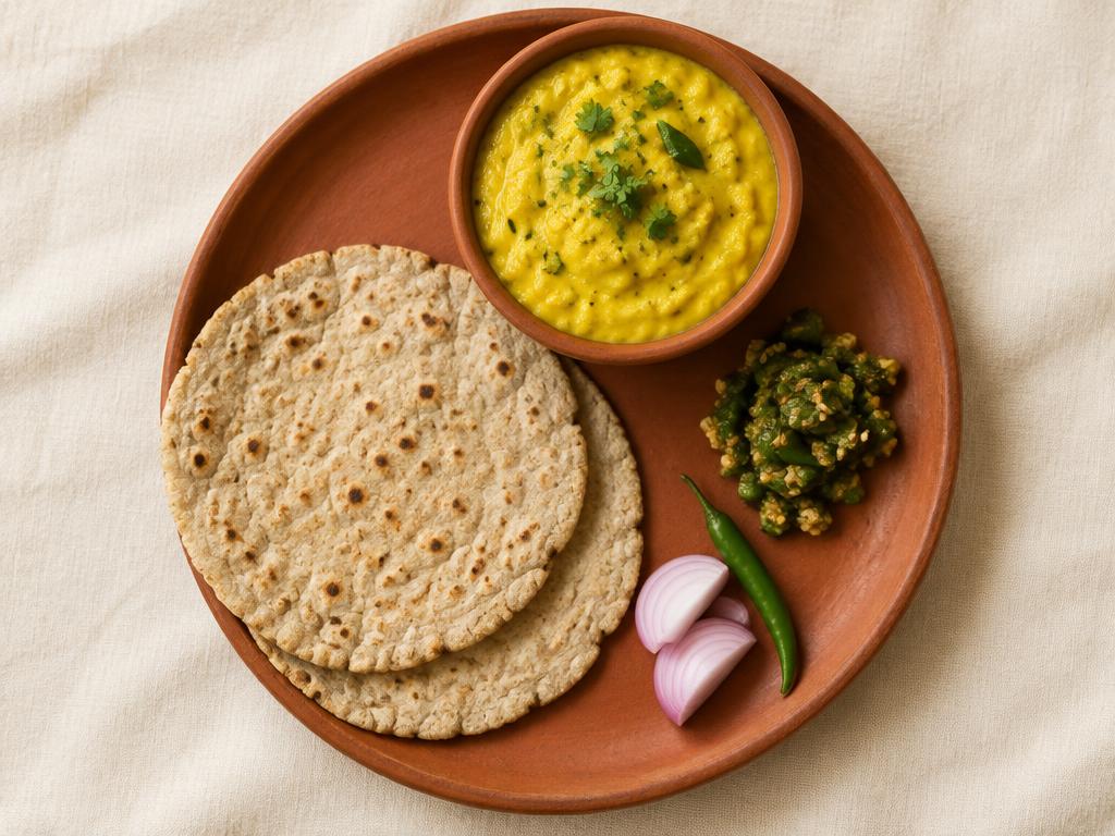 पिठलं भाकरी थाळी